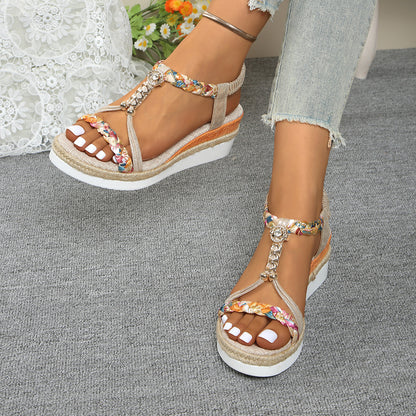 Round Toe Wedge Sandals