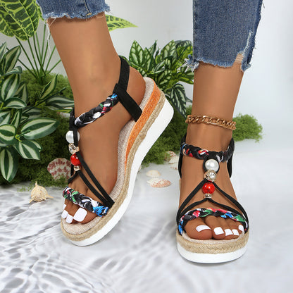 Round Toe Wedge Sandals