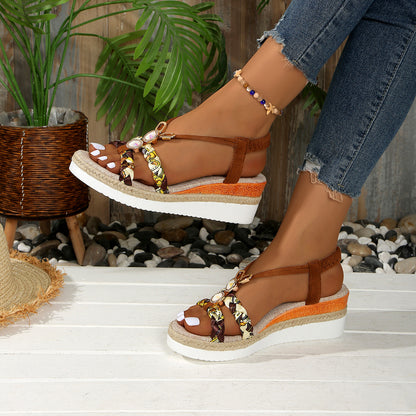 Round Toe Wedge Sandals